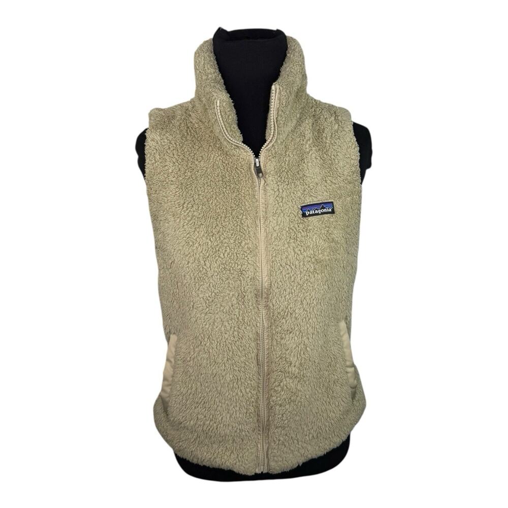 Patagonia Los Gatos Fleece Vest Womens Sz Sm Beige Warm Soft Fluffy Hiking EUC